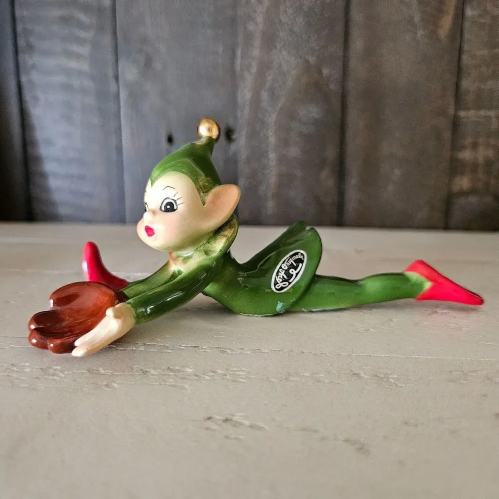 Josef Originals Pixie Figurine Rare Baseball Player Wearing Mitt With Sticker